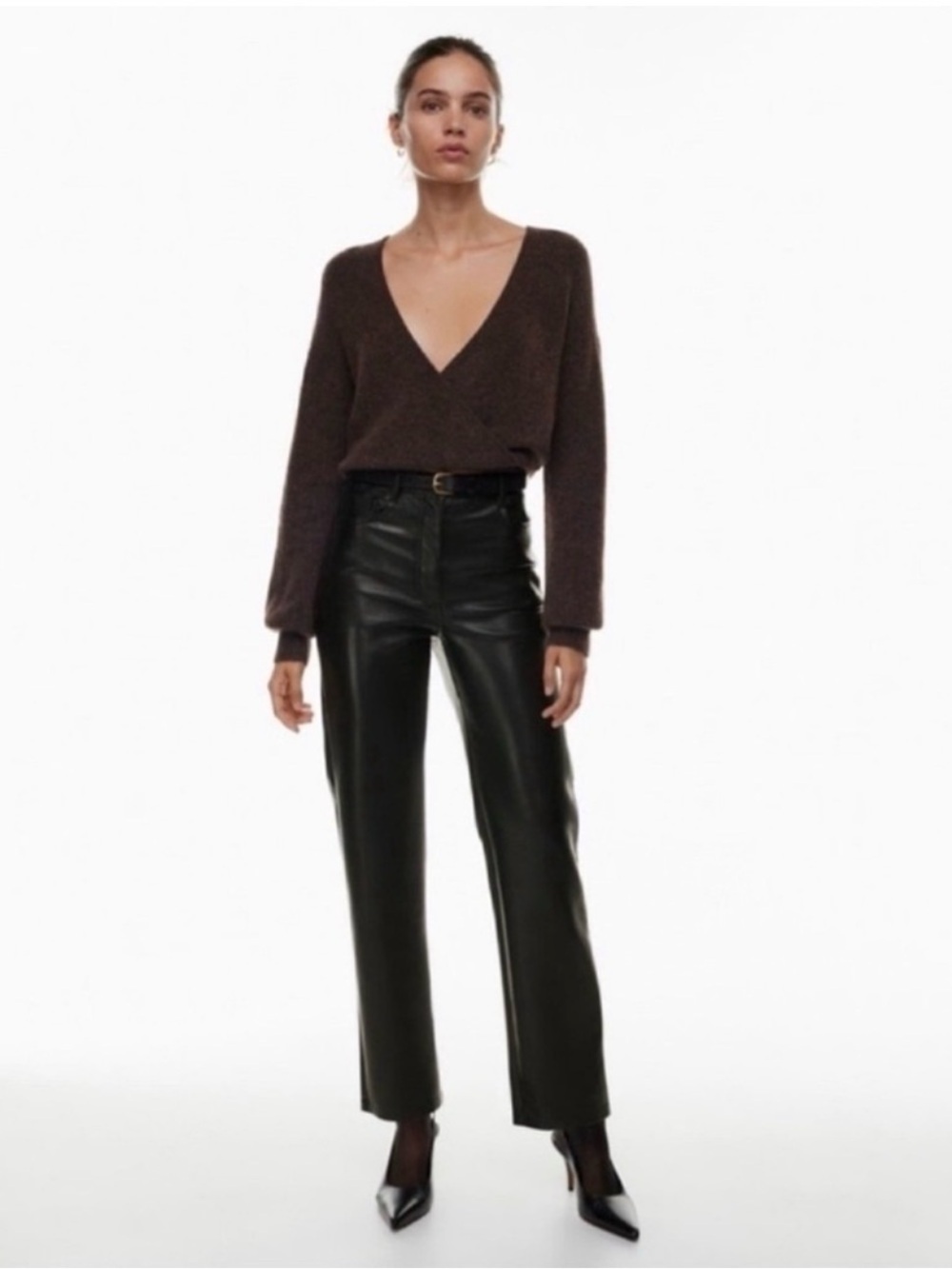 Aritzia Wilfred the Melina High-Waisted Vegan Leather Pants black SZ 6